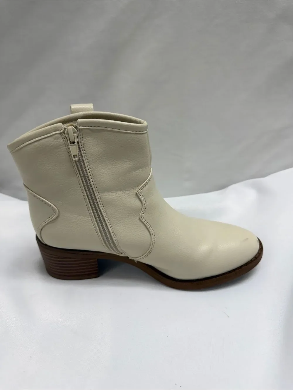Cream Side-Zip Ankle Booties for Women
